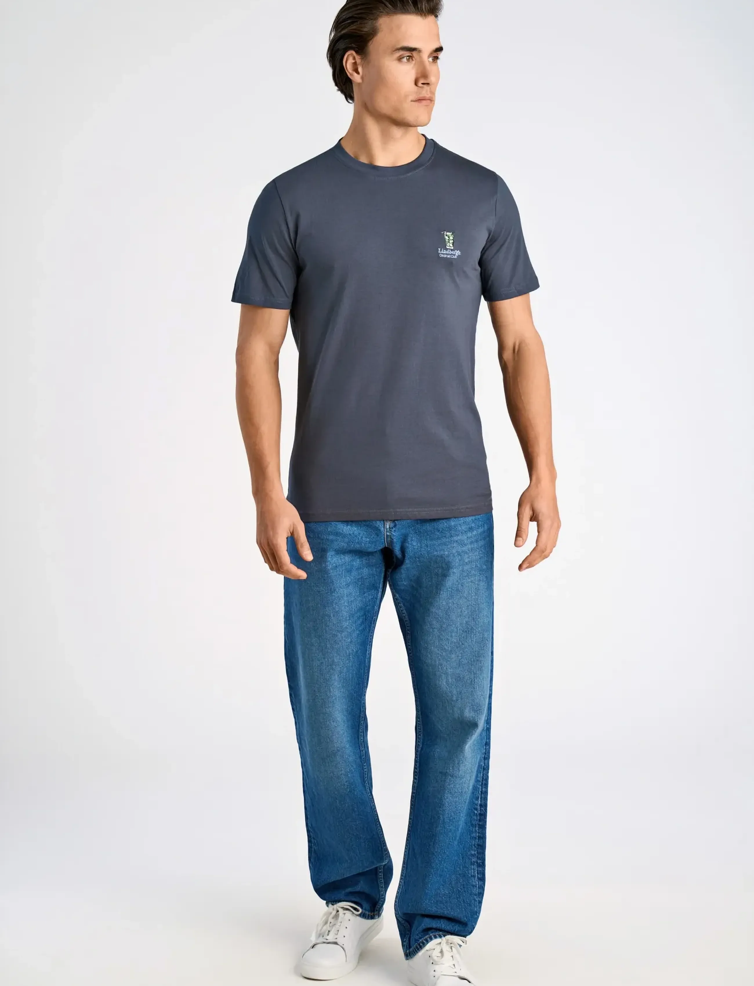 Lindbergh Cocktail Club Tee S/S, Mænd, Printet T-Shirt, Blå, Str: S
