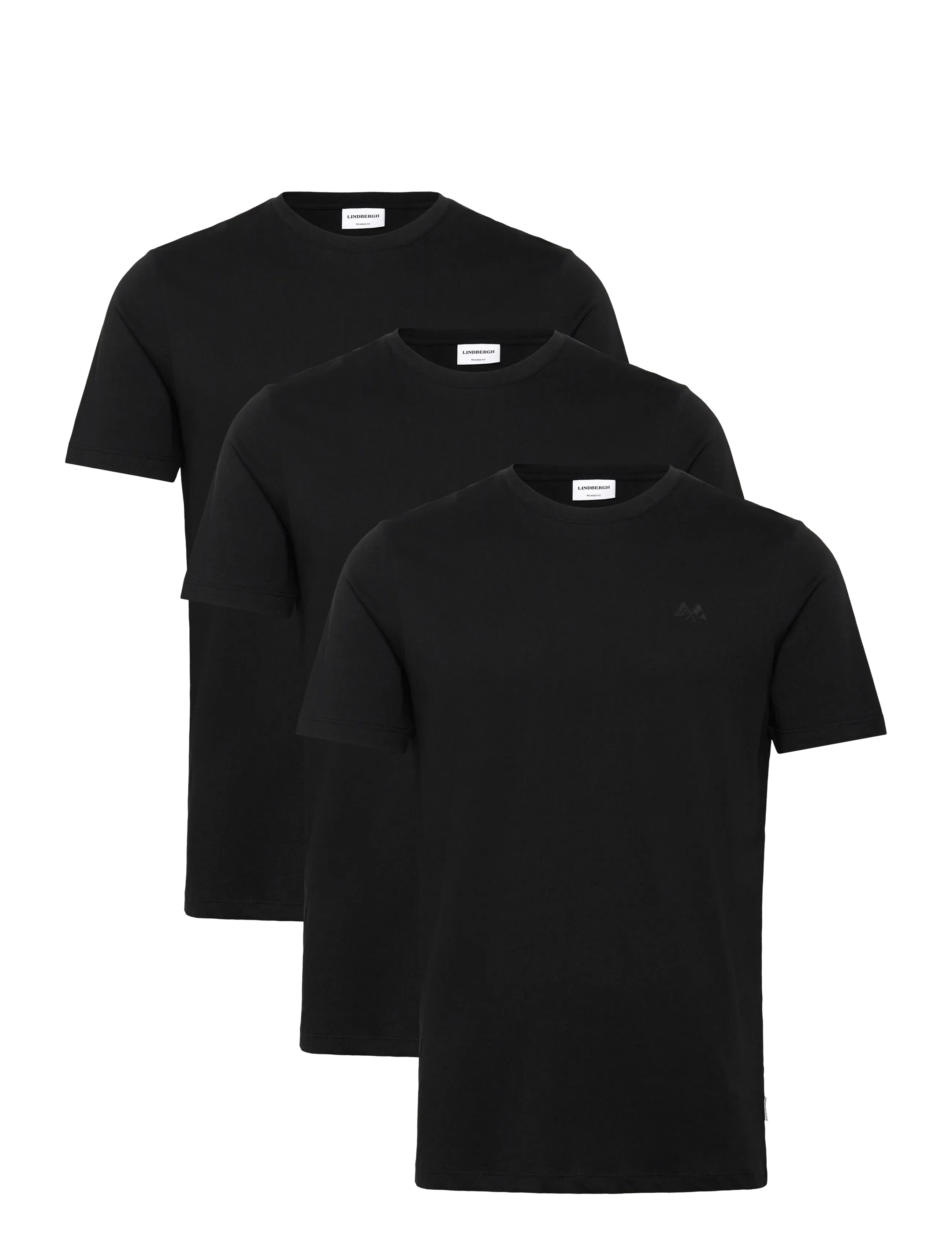 3-pack tee with flag print S/S - BLACK