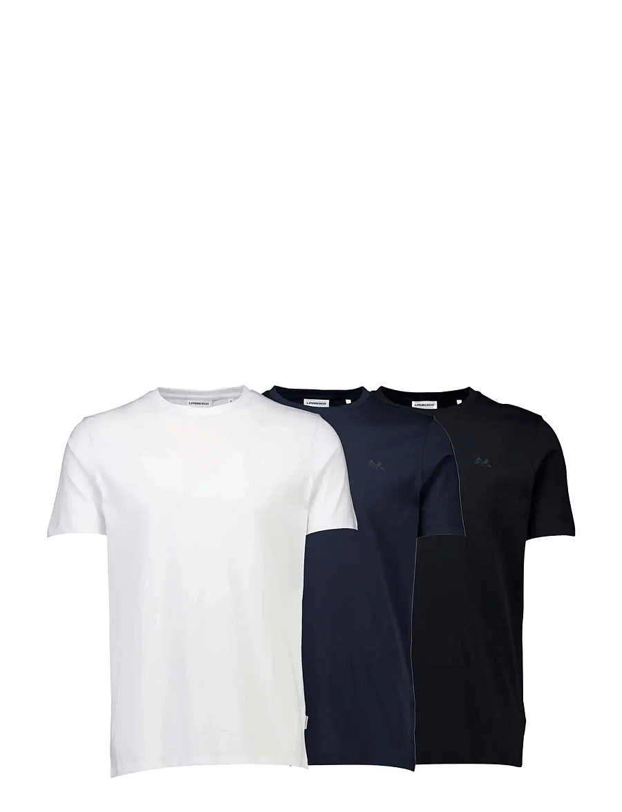Lindbergh - 3-pack tee with flag print S/S - t-shirts im multipack - bl-wh-na - 1