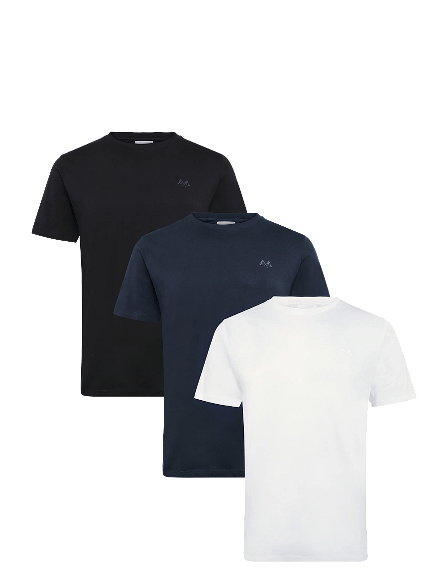 Lindbergh - 3-pack tee with flag print S/S - t-shirts im multipack - bl-wh-na - 1