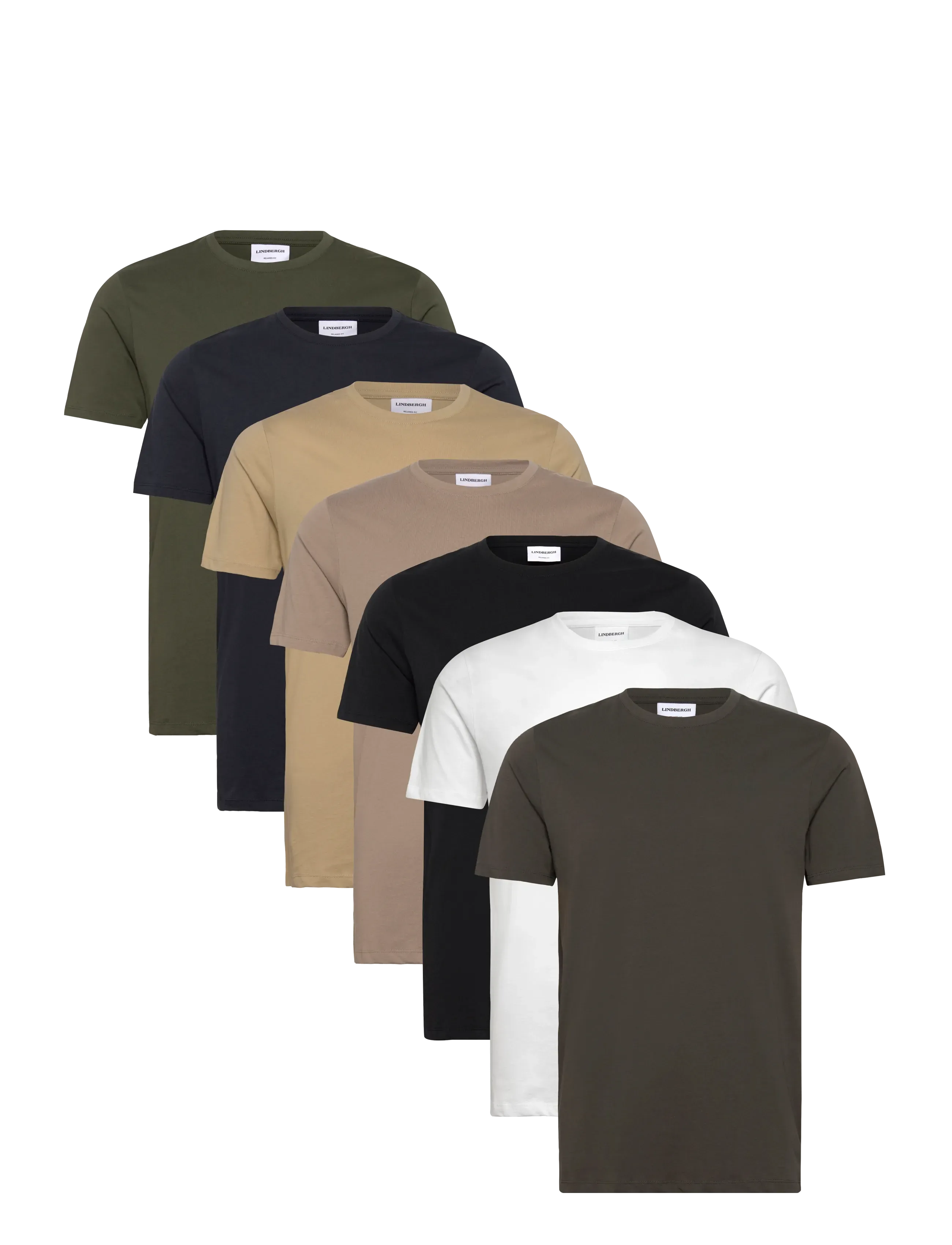 Lindbergh 7-pack tee with flag print S/S - Kortærmede T-shirts - MULTI 425 / brown