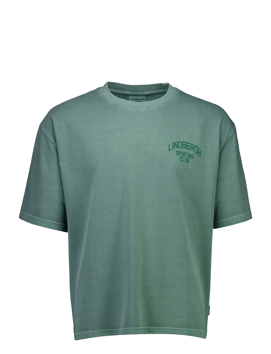 Lindbergh - G/D oversized cropped logo tee S/S - kurzärmelige t-shirts - dk green - 1