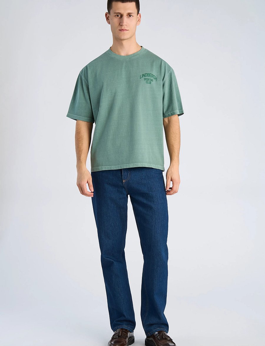 Lindbergh - G/D oversized cropped logo tee S/S - kurzärmelige t-shirts - dk green - 0