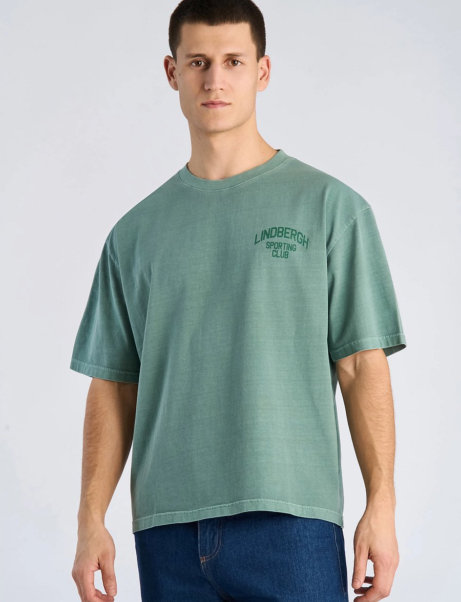 Lindbergh - G/D oversized cropped logo tee S/S - kurzärmelige t-shirts - dk green - 3