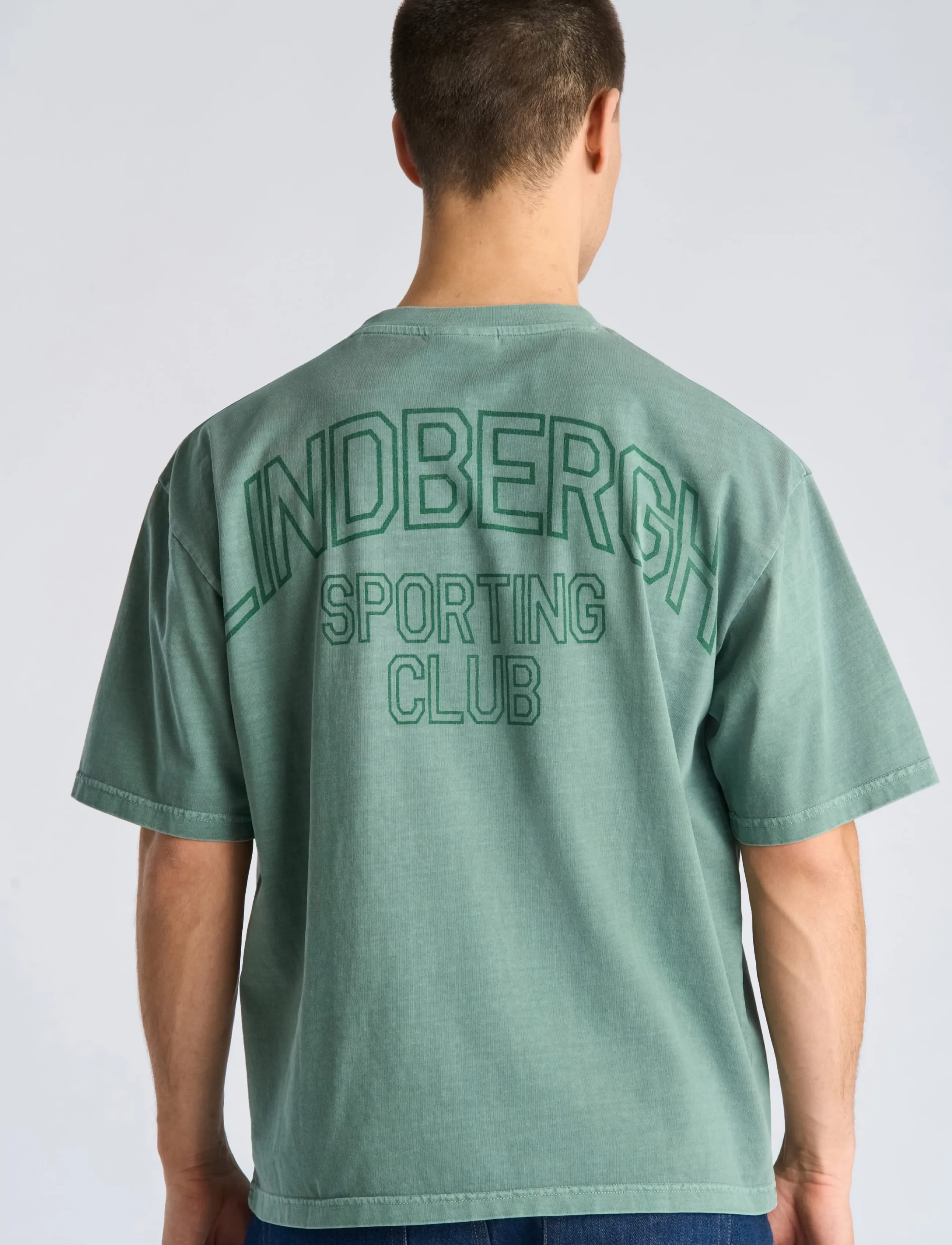 Lindbergh - G/D oversized cropped logo tee S/S - dk green - 4