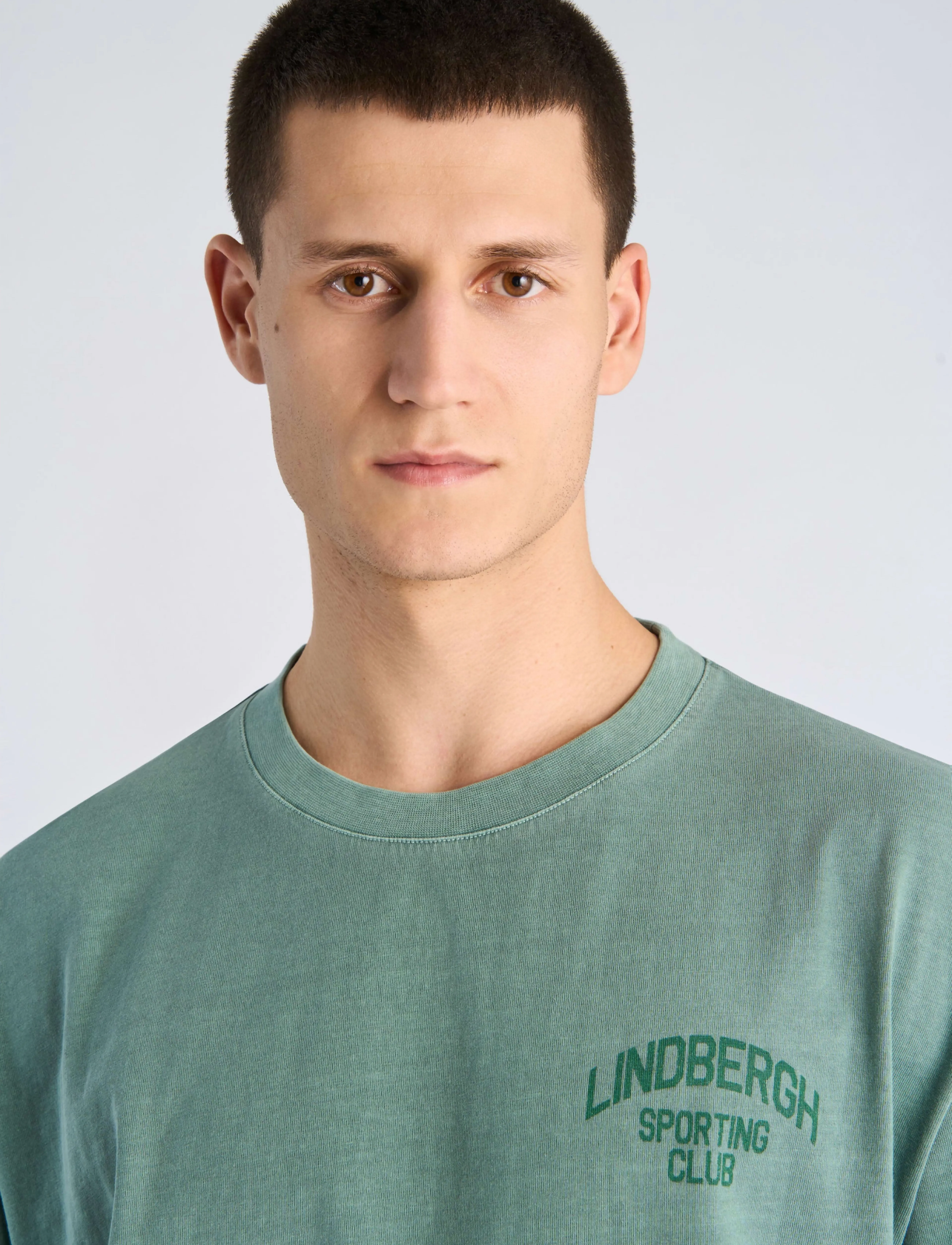 Lindbergh - G/D oversized cropped logo tee S/S - dk green - 5