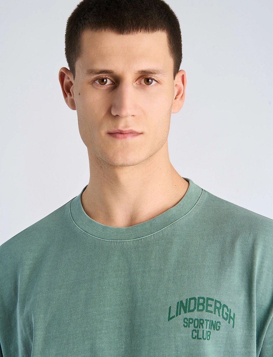 Lindbergh - G/D oversized cropped logo tee S/S - kurzärmelige t-shirts - dk green - 5