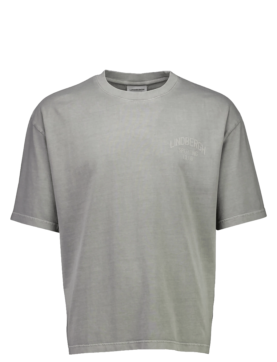 Lindbergh - G/D oversized cropped logo tee S/S - short-sleeved t-shirts - dk grey stone - 0