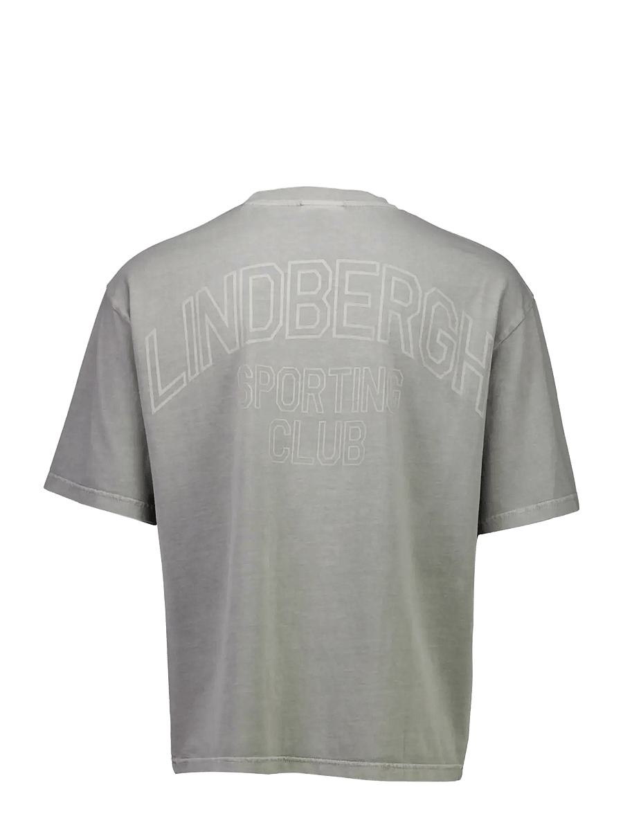 Lindbergh - G/D oversized cropped logo tee S/S - short-sleeved t-shirts - dk grey stone - 1
