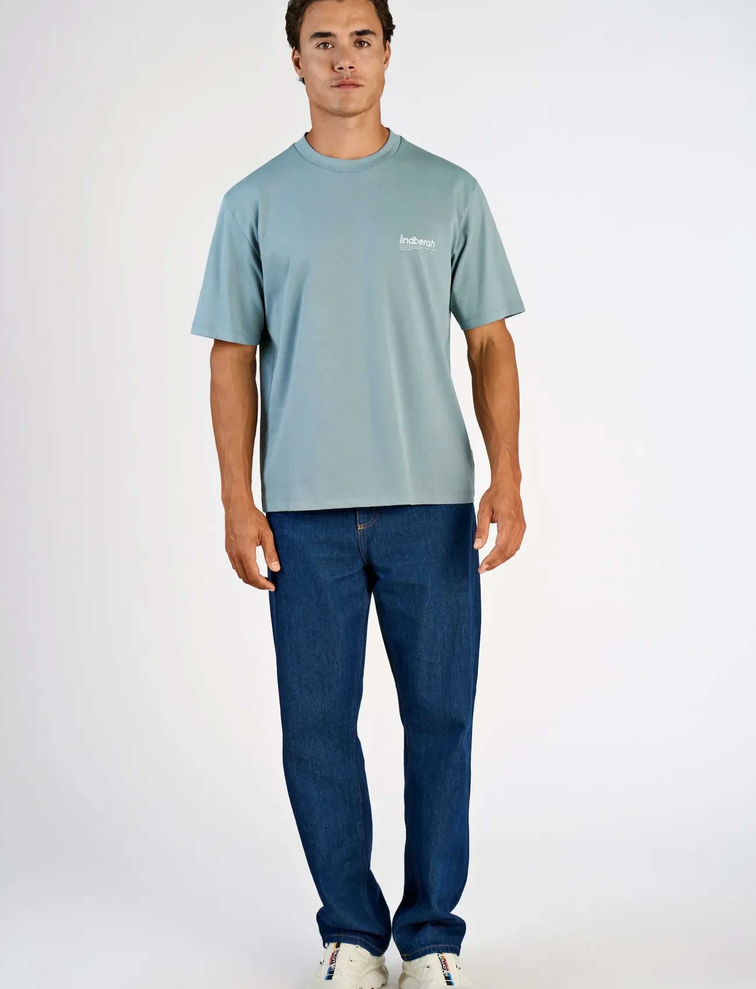 Lindbergh Brand carrier oversize tee S/S - T-shirts - DK AQUA / blue