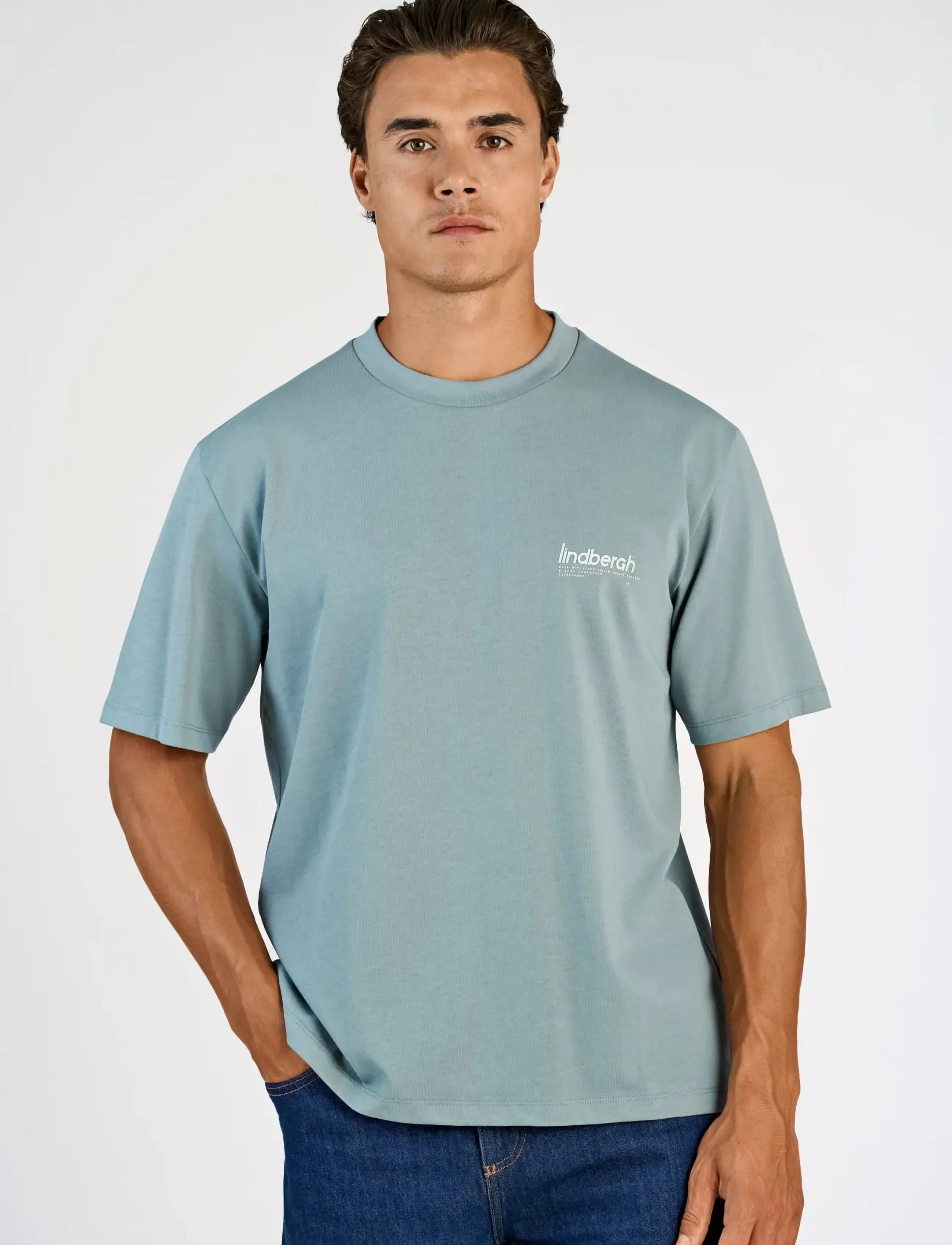 Lindbergh - Brand carrier oversize tee S/S - kortärmade t-shirts - dk aqua - 3