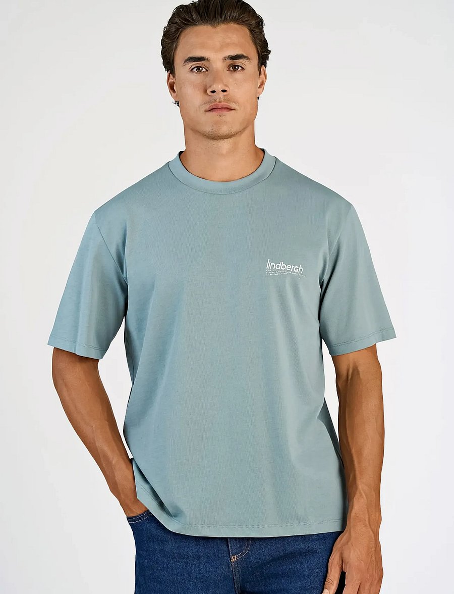 Lindbergh - Brand carrier oversize tee S/S - short-sleeved t-shirts - dk aqua - 3