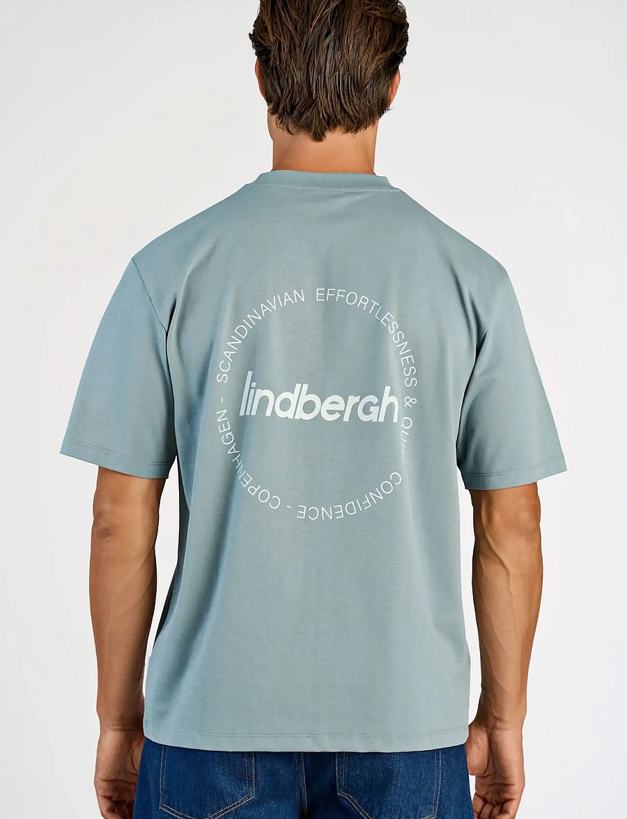 Lindbergh - Brand carrier oversize tee S/S - short-sleeved t-shirts - dk aqua - 4