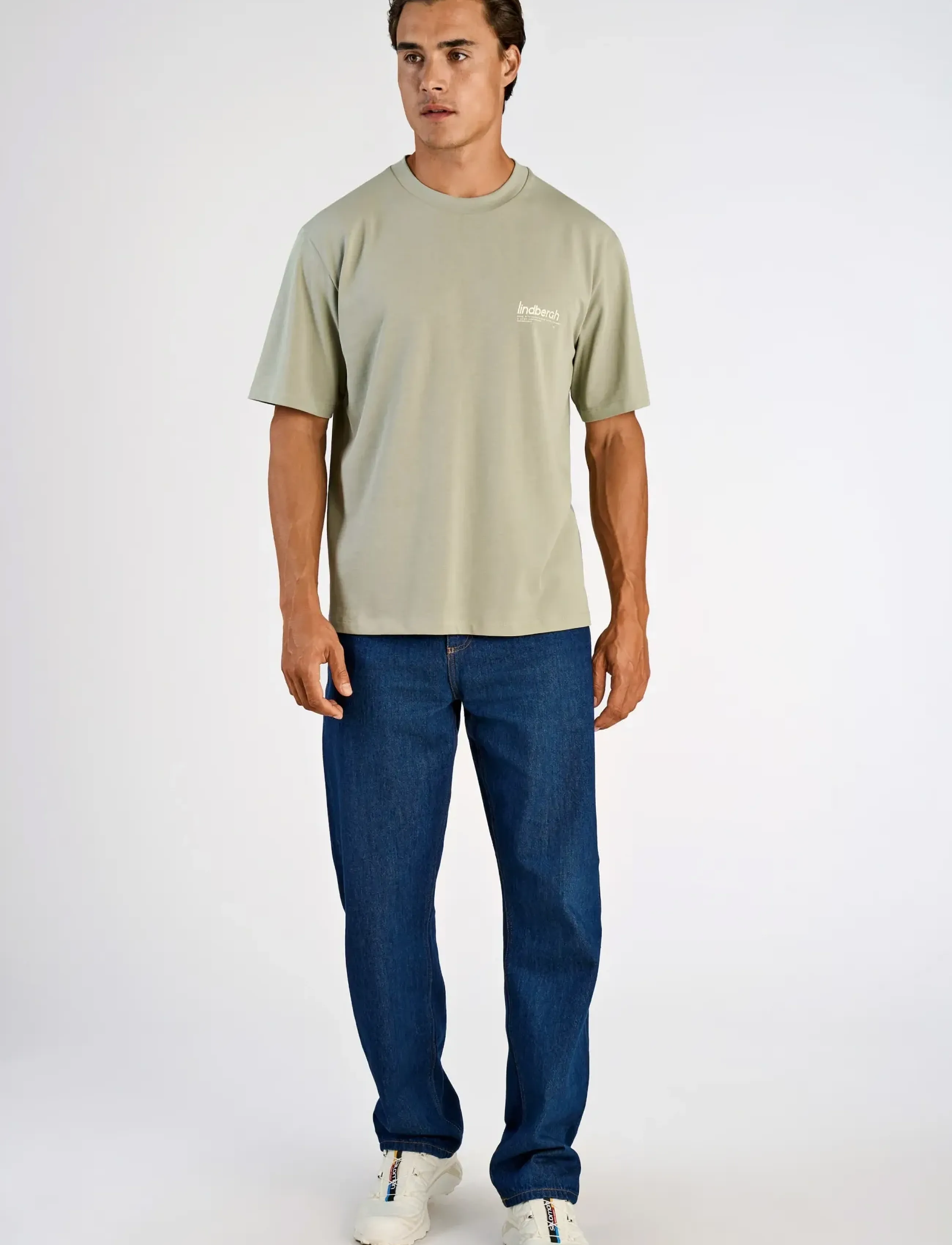 Lindbergh Brand carrier oversize tee S/S - Lindbergh - DUSTY OLIVE / khaki/green