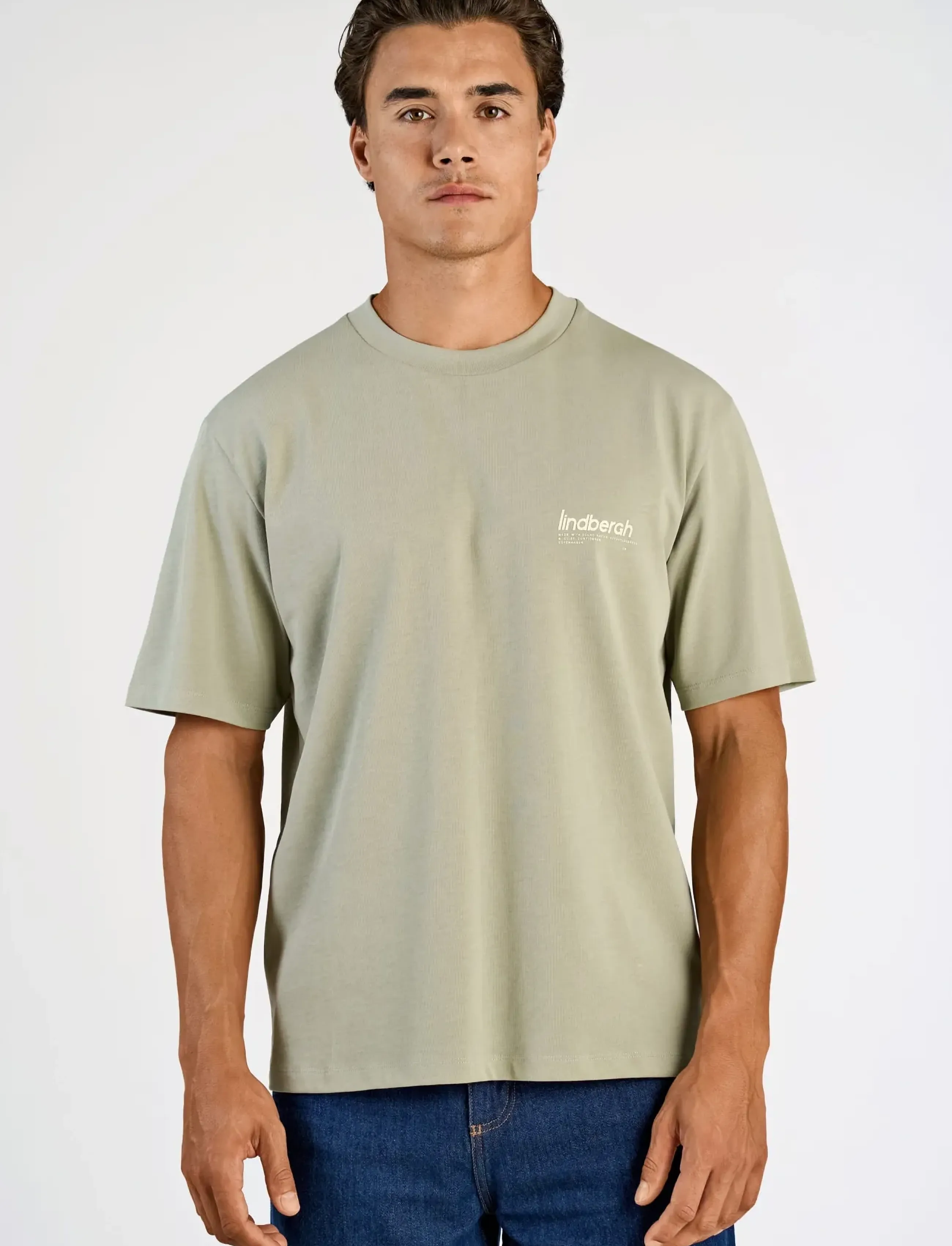 Lindbergh - Brand carrier oversize tee S/S - short-sleeved t-shirts - dusty olive - 3