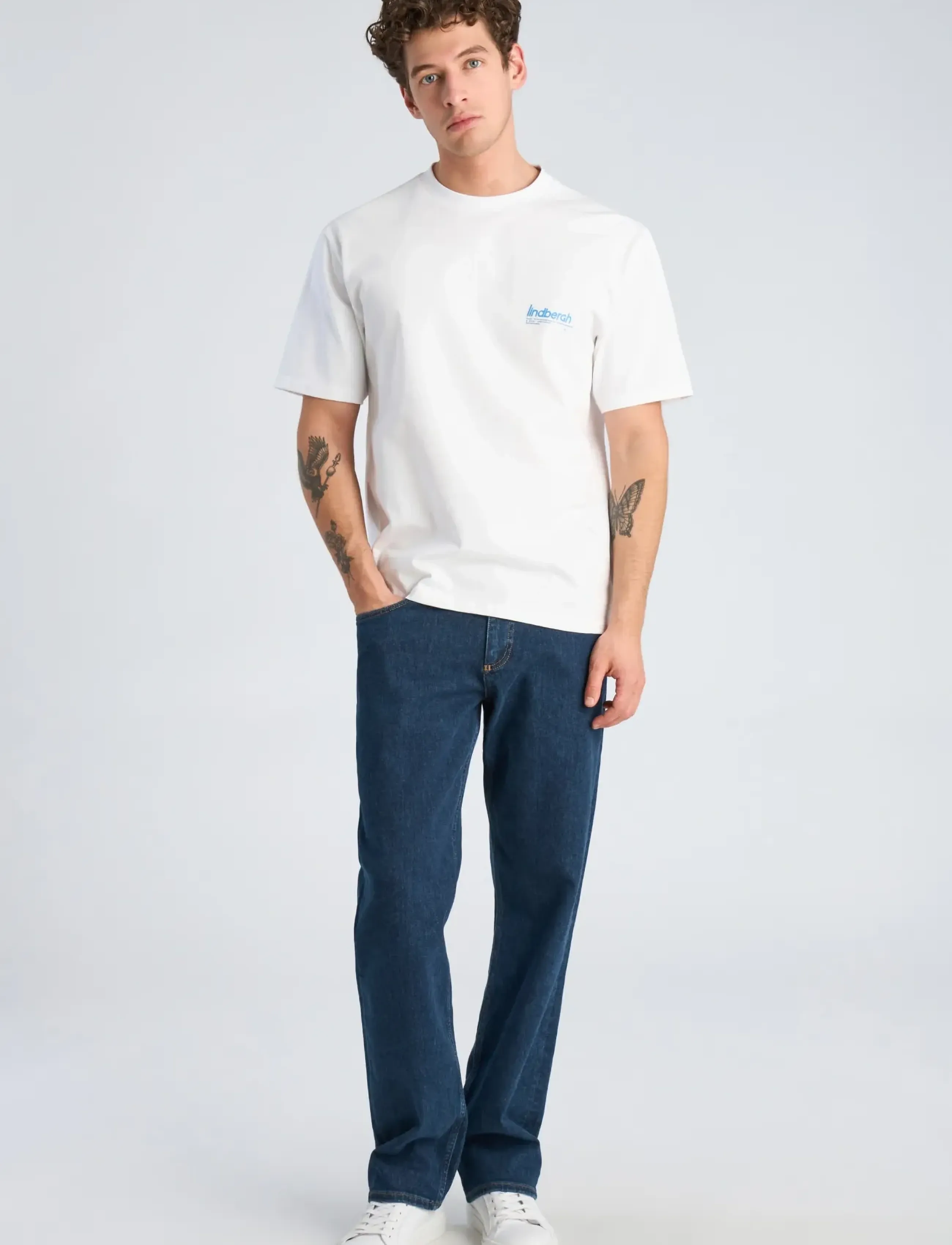Lindbergh Brand Carrier Oversize Tee S/S, M, White, T-Shirts > Kortærmede, Herre
