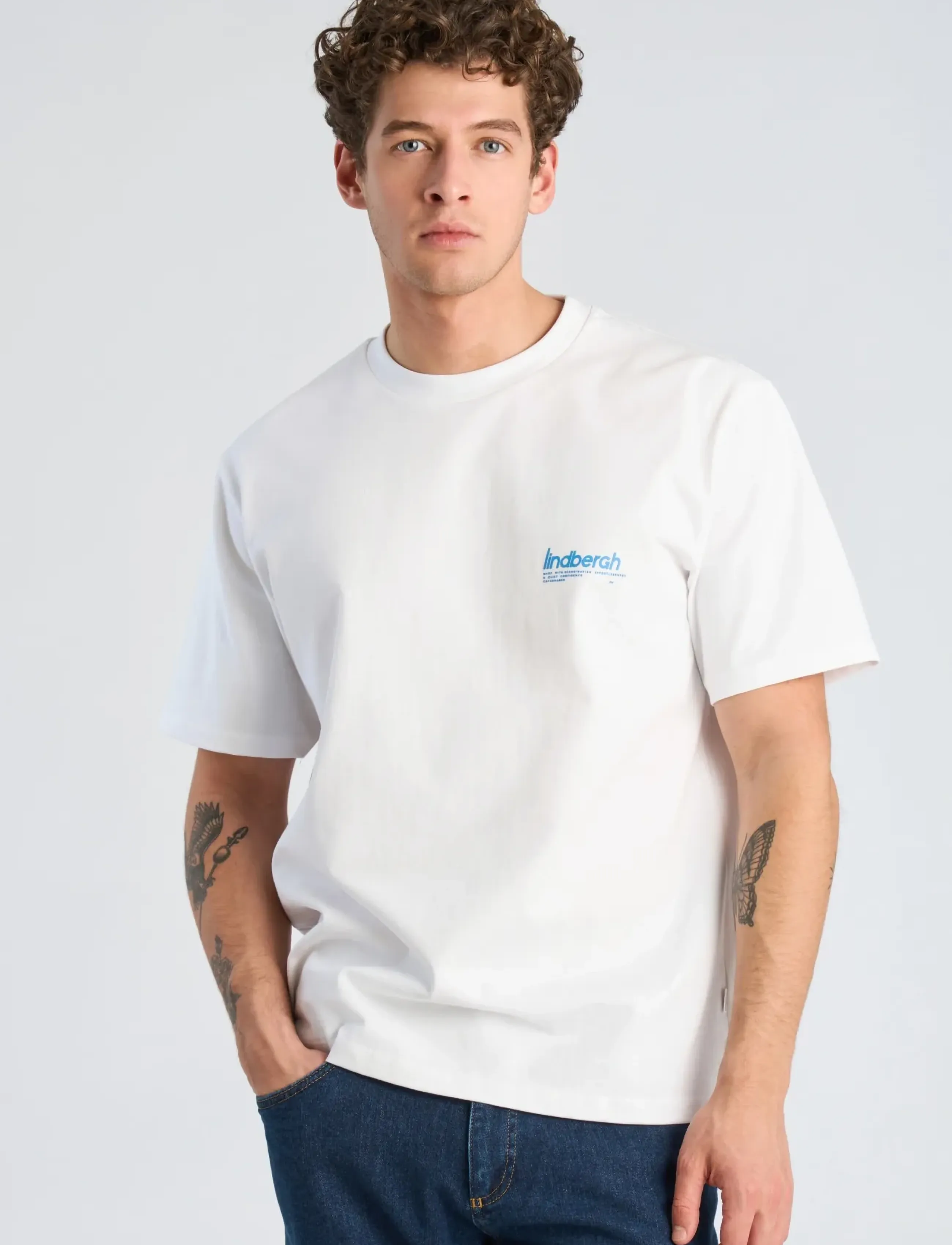 Lindbergh - Brand carrier oversize tee S/S - kortärmade t-shirts - white - 3