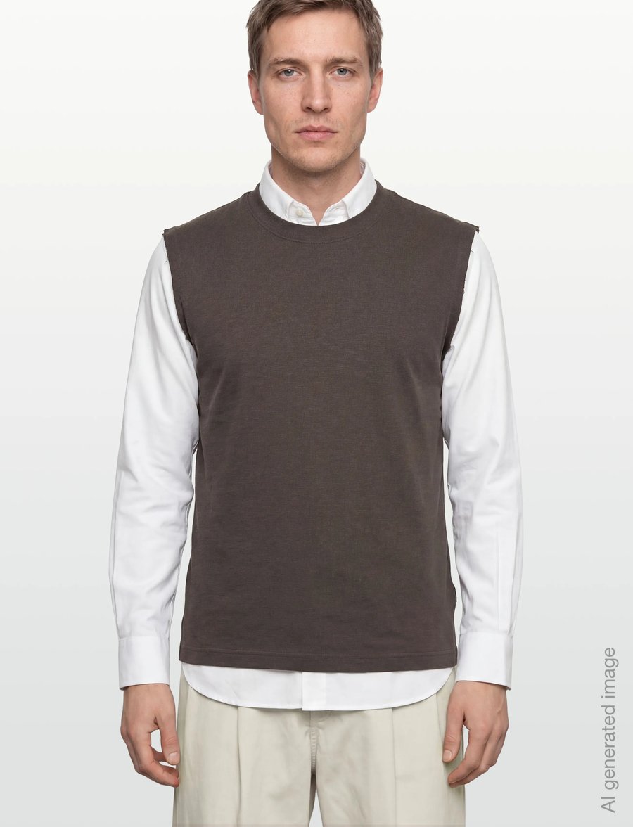 Lindbergh - Oversized rib cap sleeve - kootud vestid - ebony brown - 3