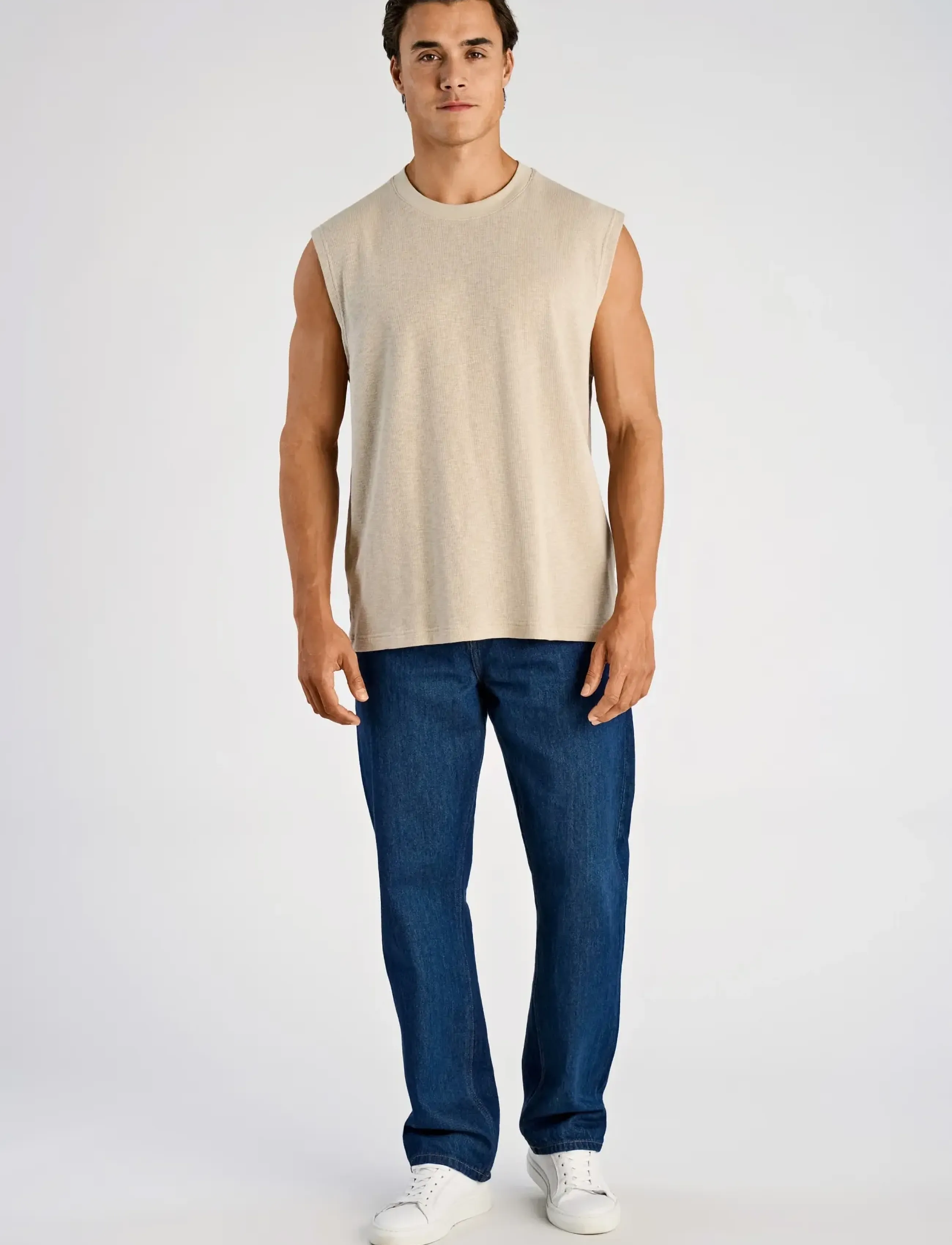 Lindbergh Oversized rib cap sleeve - T-särgid - STONE / beige