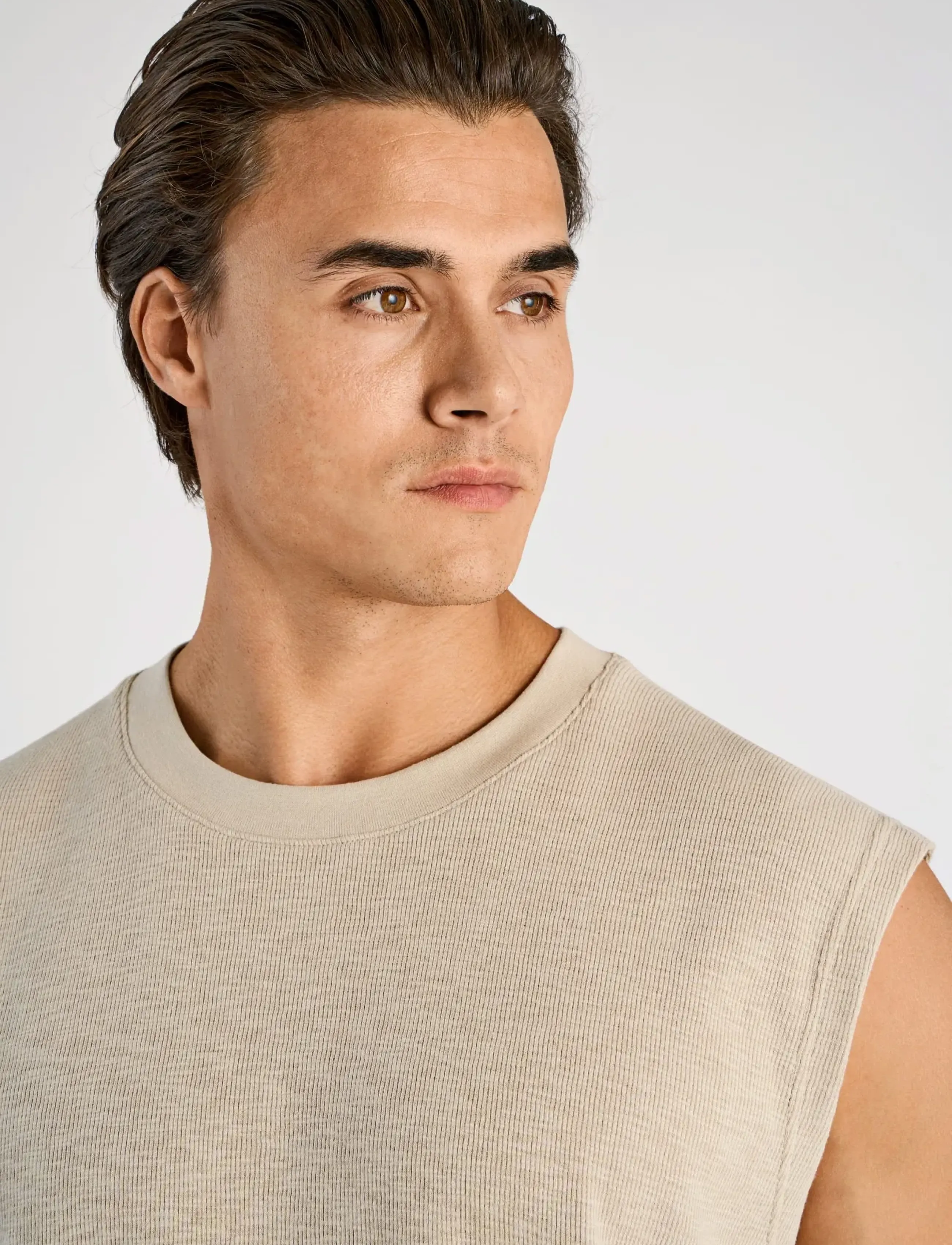 Lindbergh - Oversized rib cap sleeve - sleeveless shirts - stone - 5