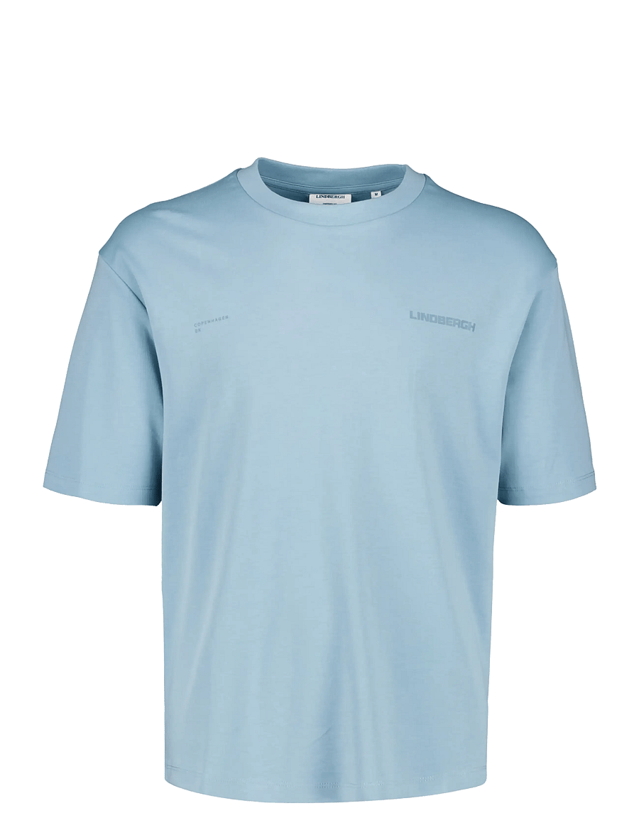 Lindbergh - O-neck logo oversized S/S - faded teal - 0