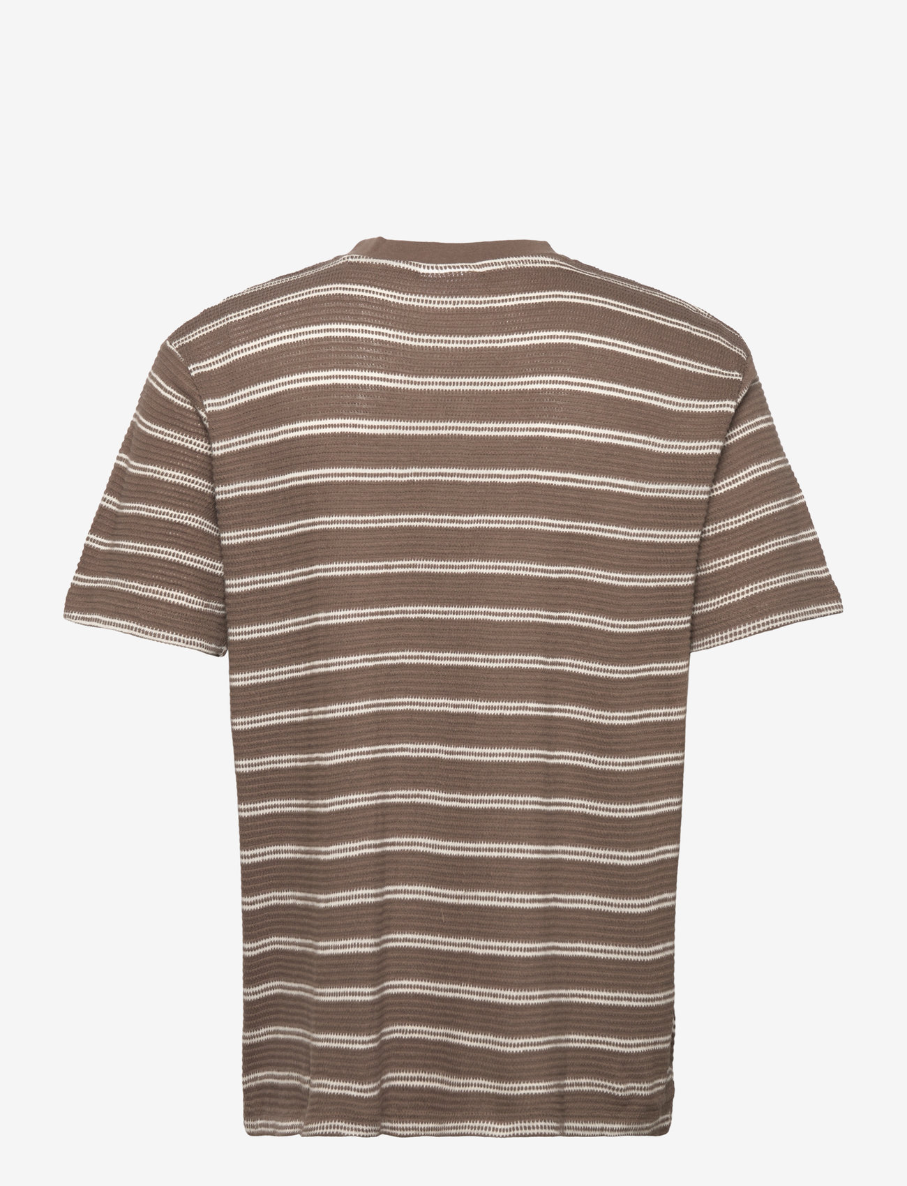 Lindbergh - Striped structured o-neck tee S/S - kortärmade t-shirts - dk stone - 1