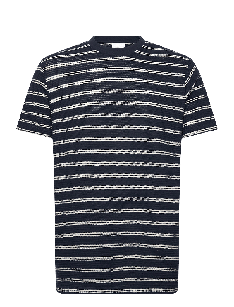 Lindbergh - Striped structured o-neck tee S/S - lühikeste varrukatega t-särgid - navy - 0