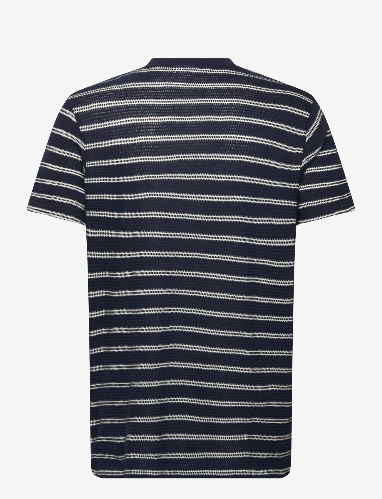 Lindbergh - Striped structured o-neck tee S/S - kortärmade t-shirts - navy - 1