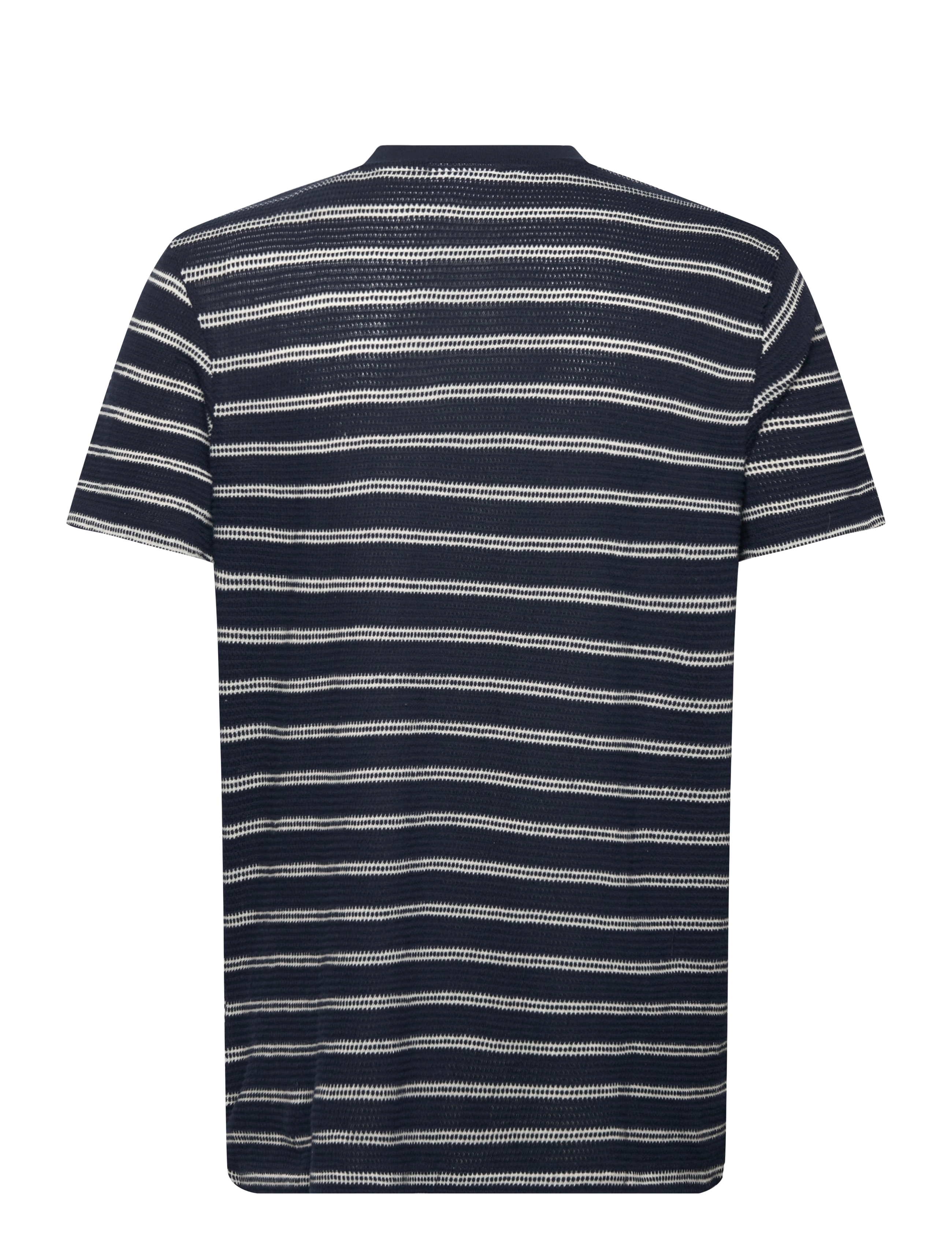 Lindbergh - Striped structured o-neck tee S/S - short-sleeved t-shirts - navy - 1