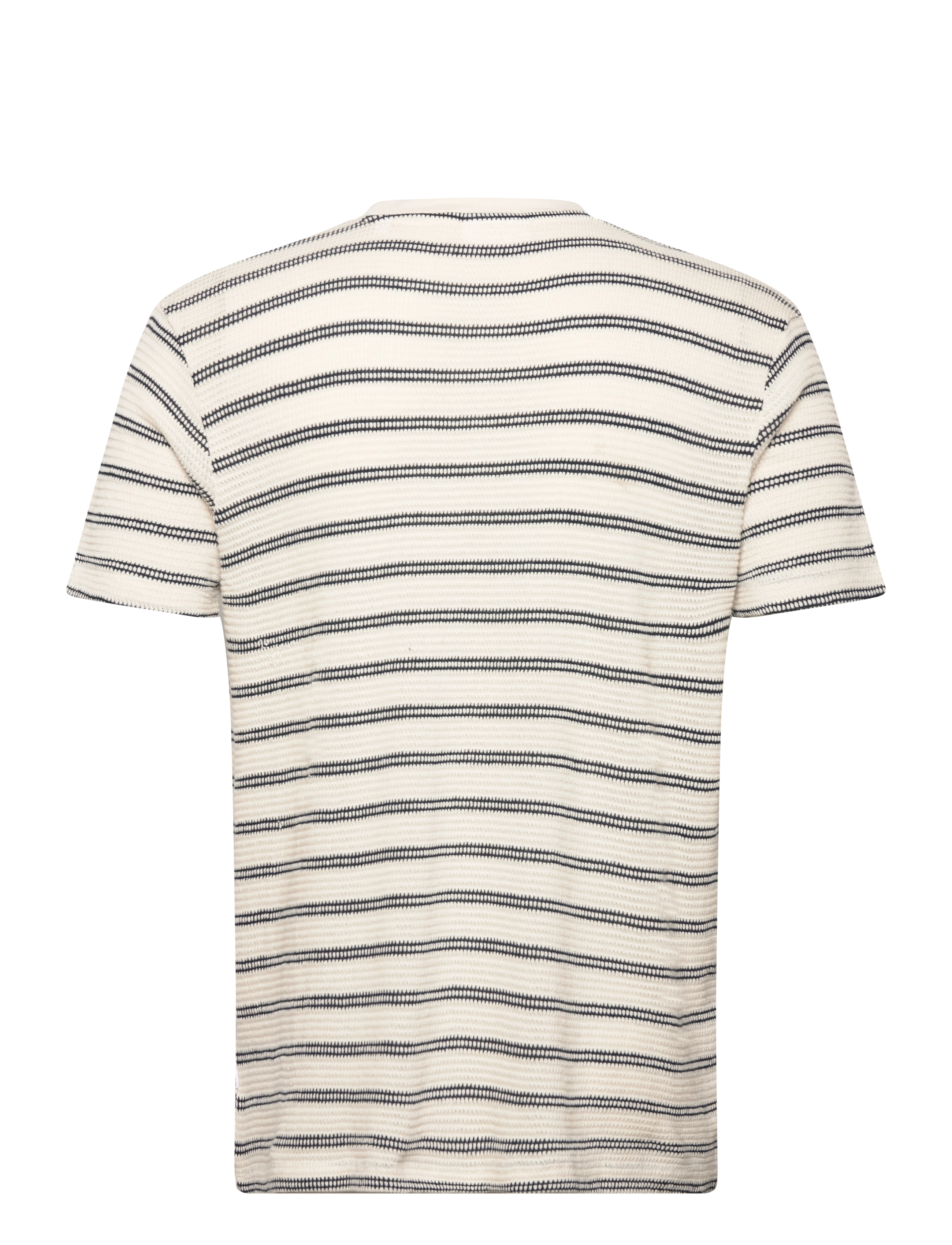 Lindbergh - Striped structured o-neck tee S/S - bursdagsgaver - salt white - 1