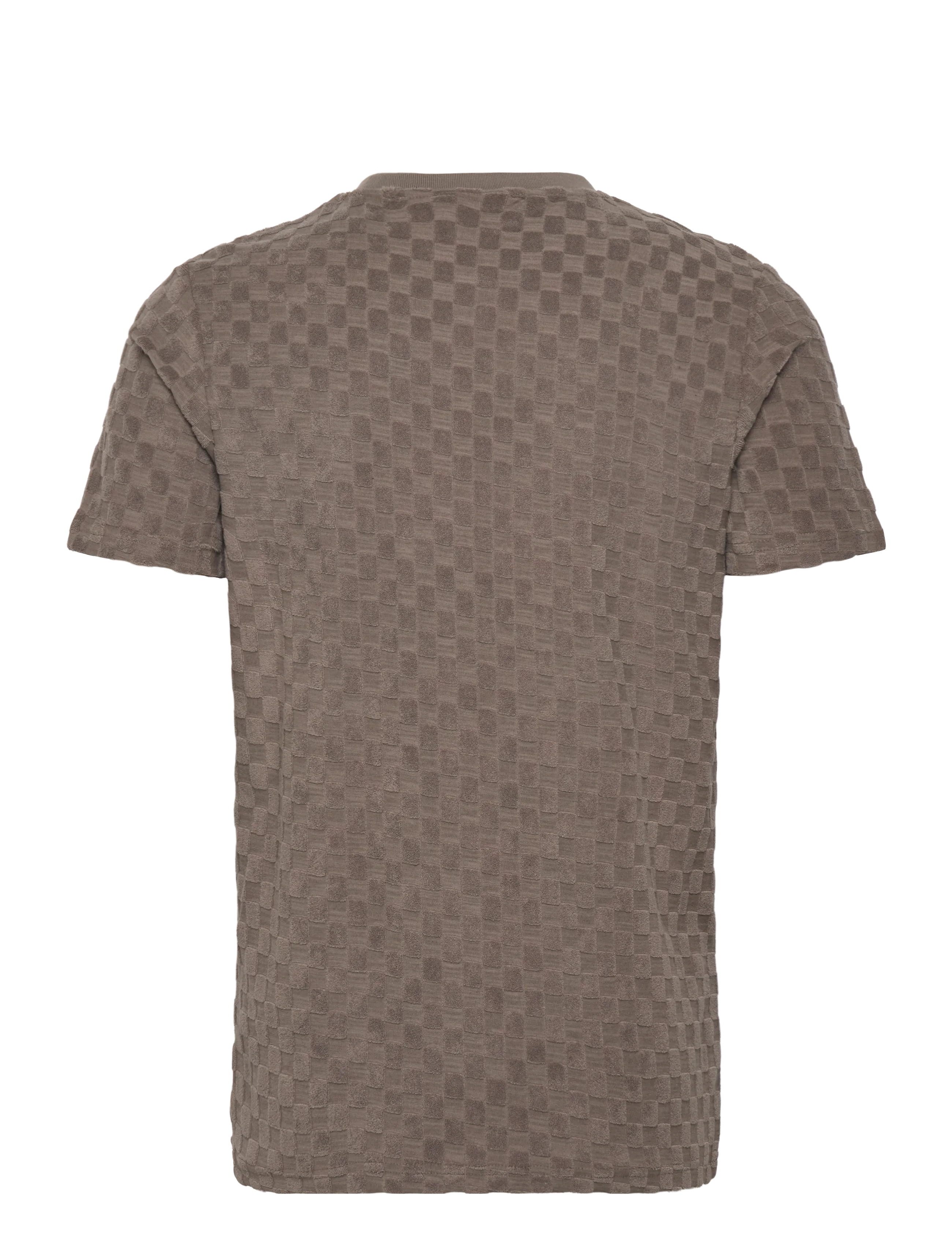 Lindbergh - Checkered towel o-neck tee S/S - short-sleeved t-shirts - dk stone - 1