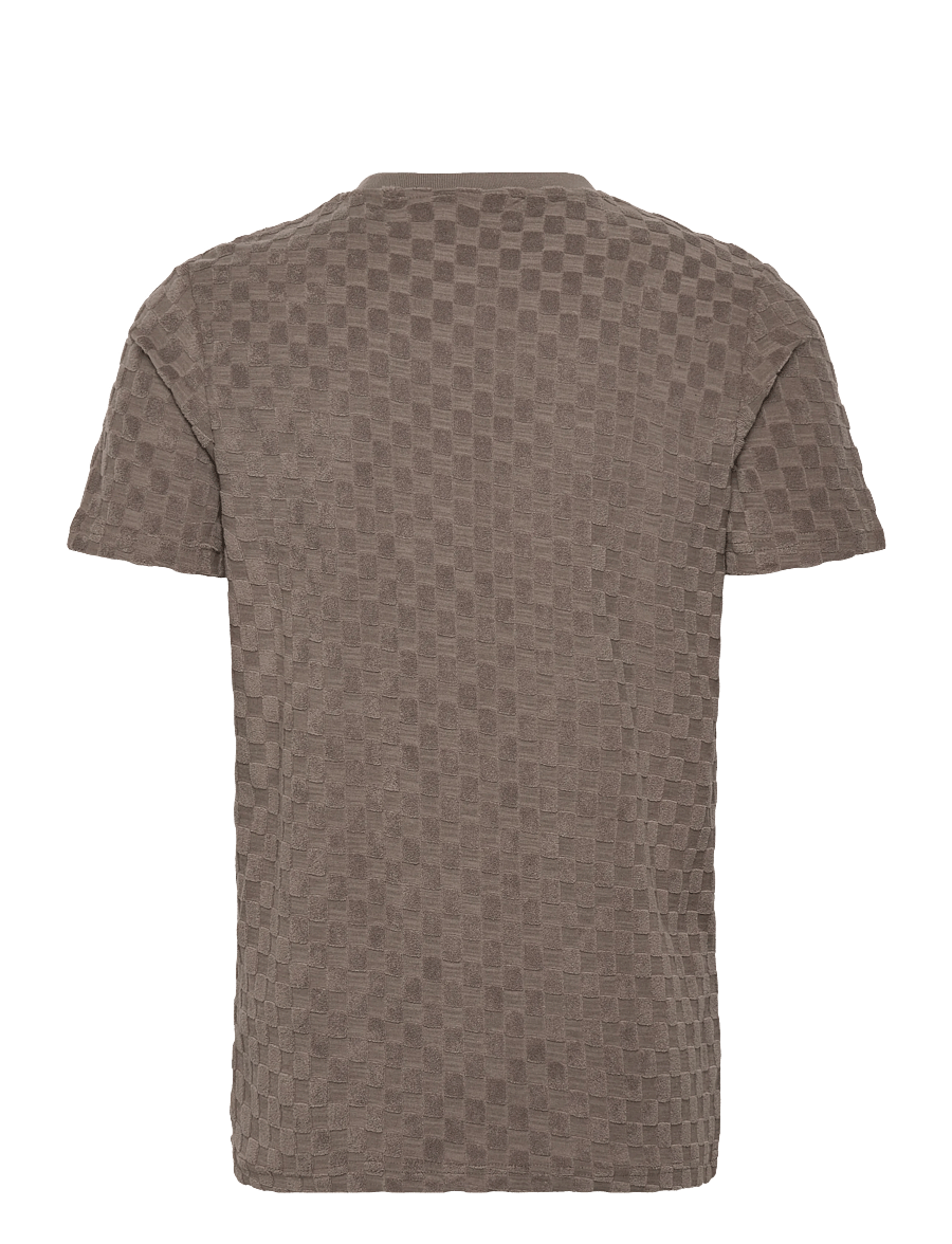 Lindbergh - Checkered towel o-neck tee S/S - short-sleeved t-shirts - dk stone - 1