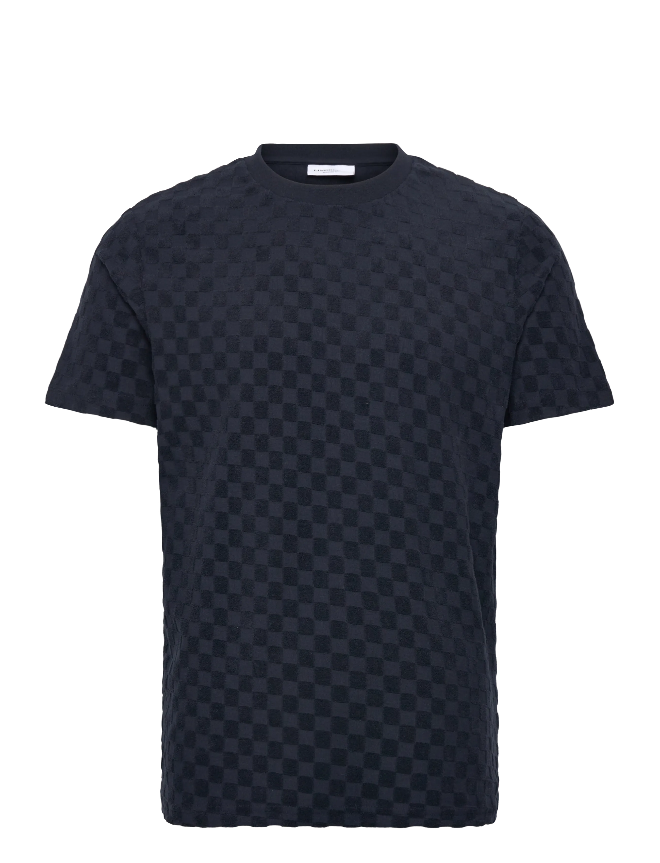 Lindbergh Checkered towel o-neck tee S/S - T-shirts - NAVY / navy