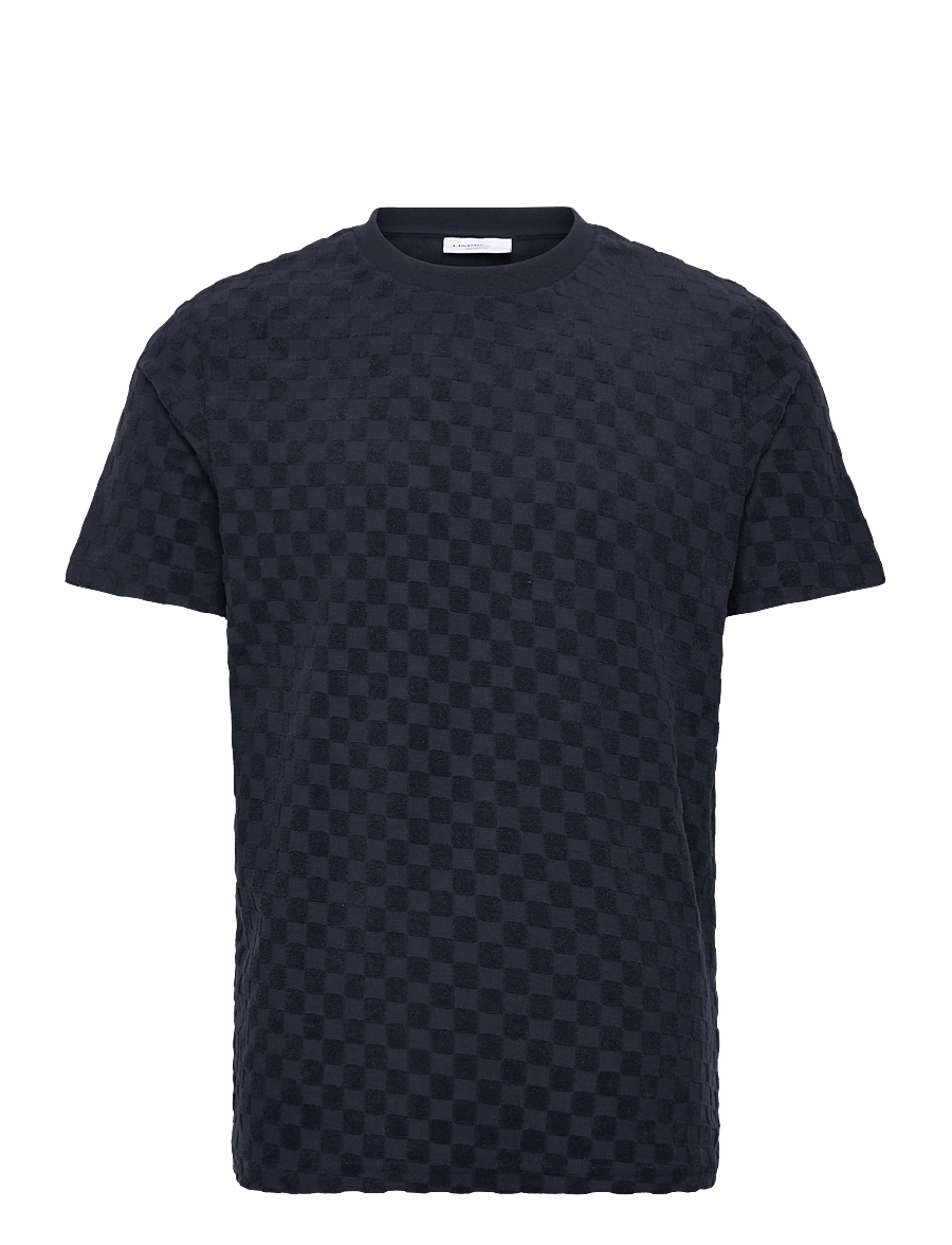 Lindbergh - Checkered towel o-neck tee S/S - kortärmade t-shirts - navy - 0