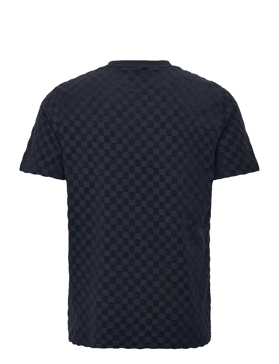 Lindbergh - Checkered towel o-neck tee S/S - kortärmade t-shirts - navy - 1