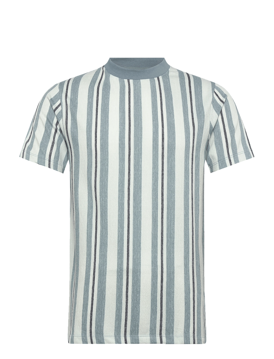 Lindbergh - Towel striped o-neck tee S/S - kortærmede t-shirts - aqua - 1