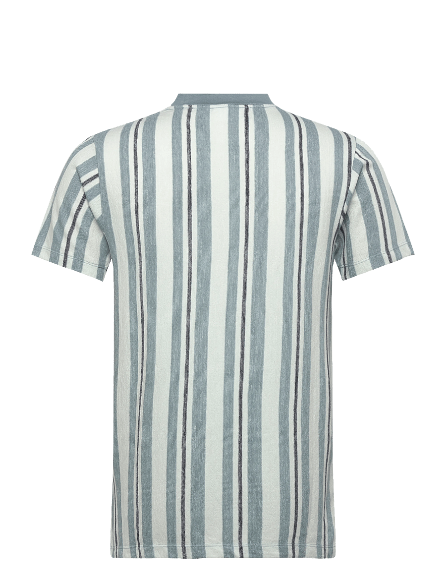 Lindbergh - Towel striped o-neck tee S/S - kortærmede t-shirts - aqua - 2