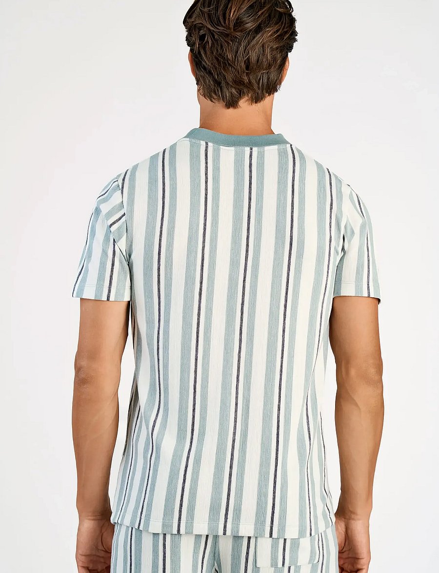 Lindbergh - Towel striped o-neck tee S/S - kortærmede t-shirts - aqua - 4