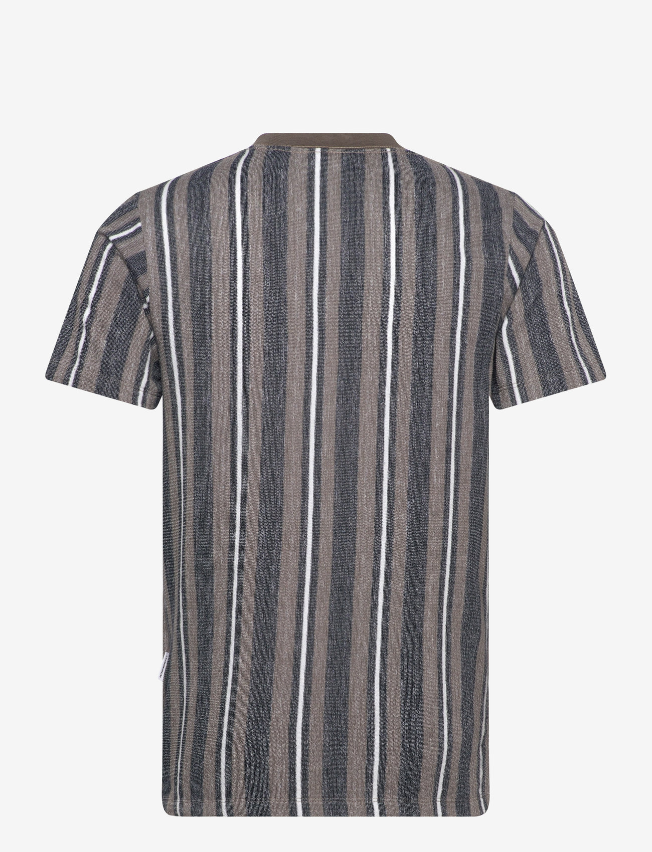 Lindbergh - Towel striped o-neck tee S/S - kortärmade t-shirts - dk stone - 1