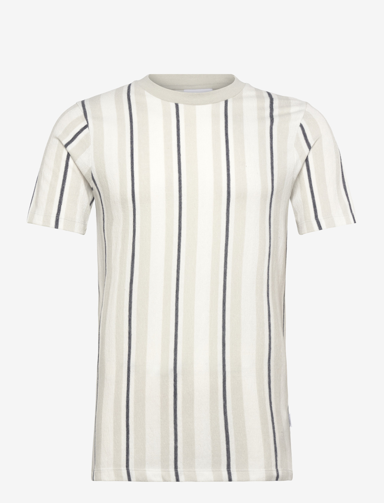 Lindbergh - Towel striped o-neck tee S/S - kortærmede t-shirts - fair grey - 1