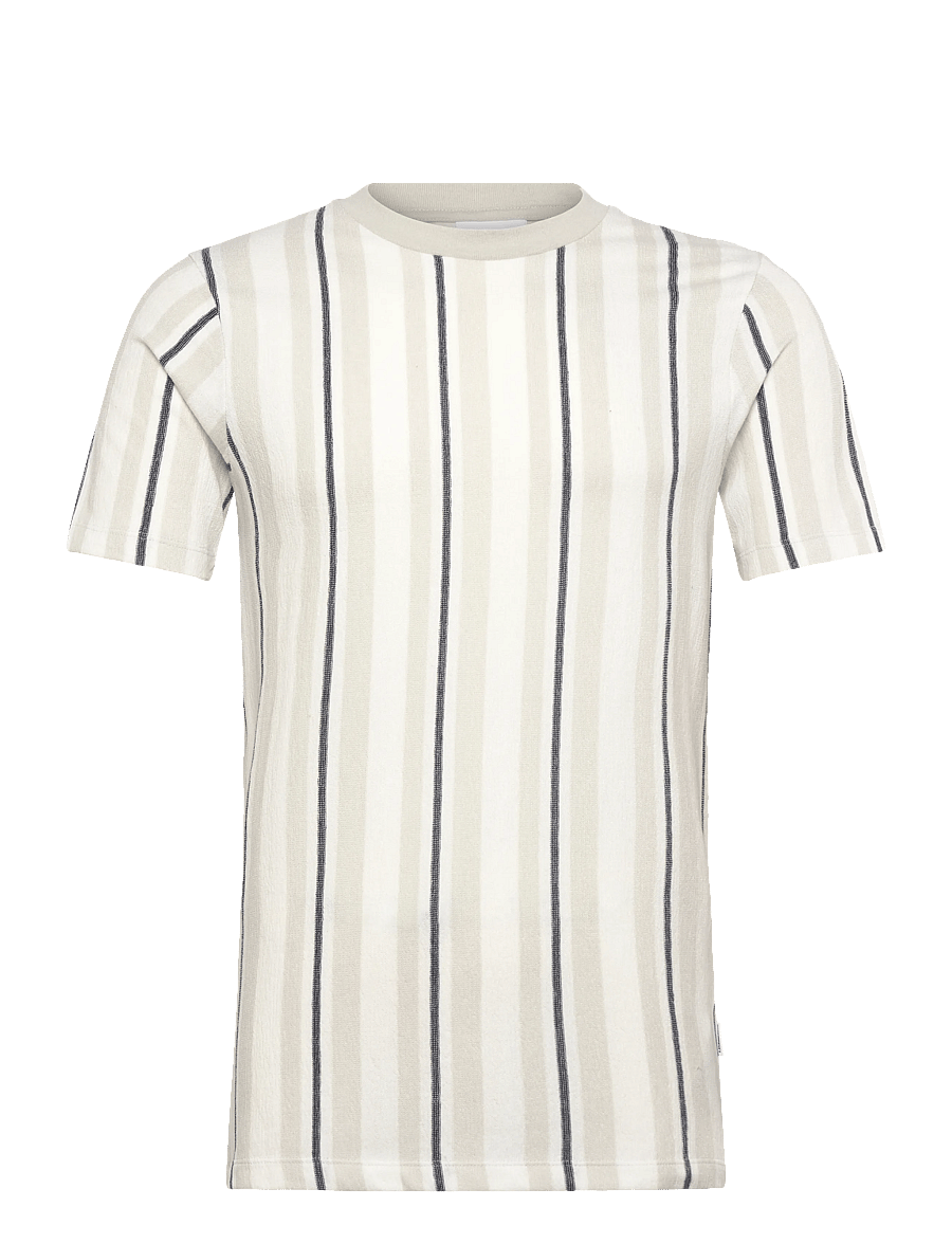 Lindbergh - Towel striped o-neck tee S/S - kurzärmelige t-shirts - fair grey - 1