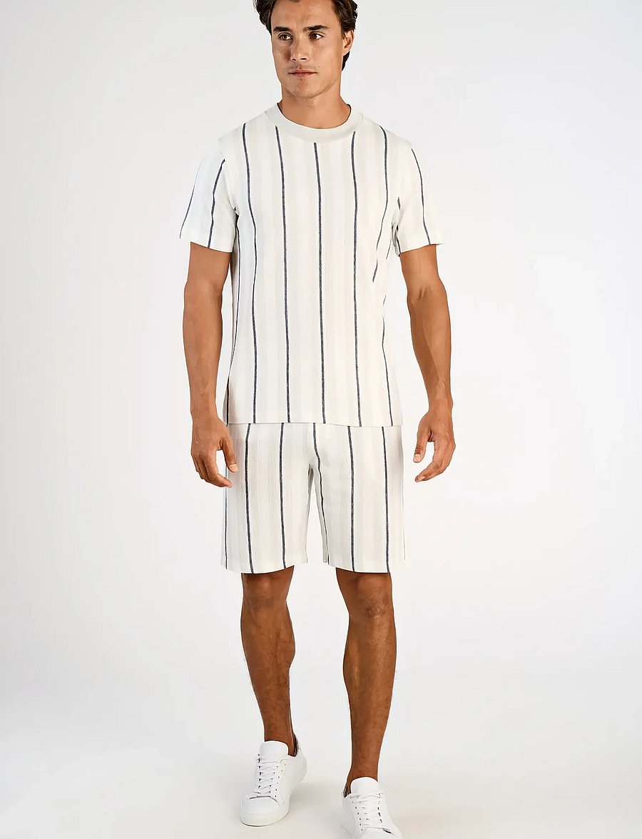Lindbergh - Towel striped o-neck tee S/S - kurzärmelige t-shirts - fair grey - 0