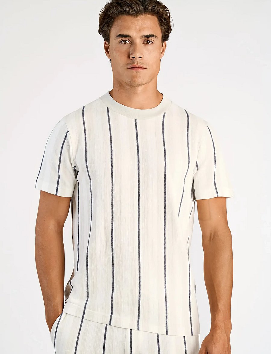 Lindbergh - Towel striped o-neck tee S/S - kurzärmelige t-shirts - fair grey - 3