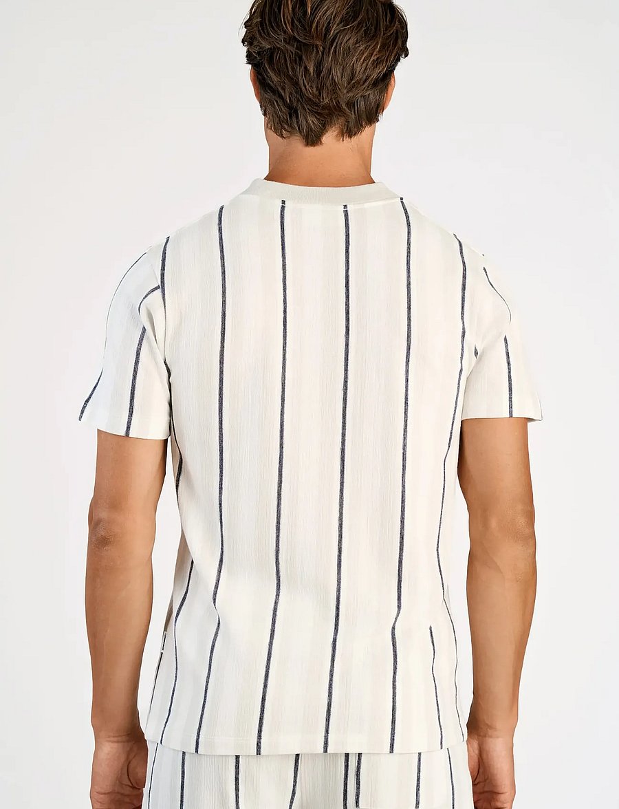 Lindbergh - Towel striped o-neck tee S/S - kurzärmelige t-shirts - fair grey - 4
