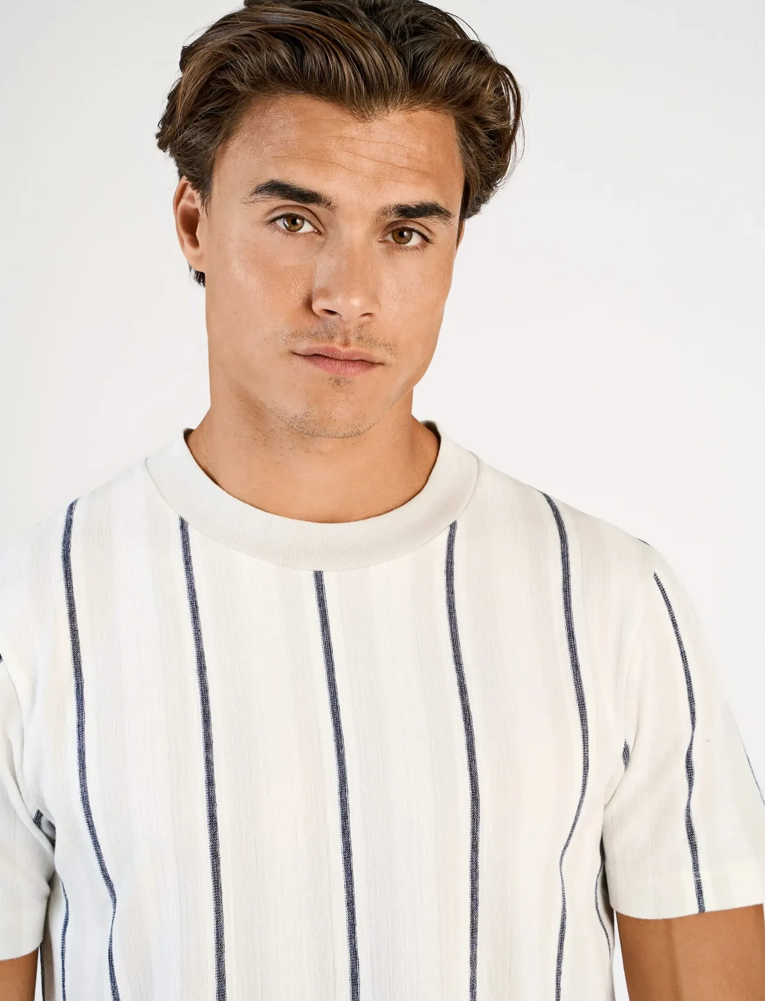 Lindbergh - Towel striped o-neck tee S/S - kurzärmelig - fair grey - 5