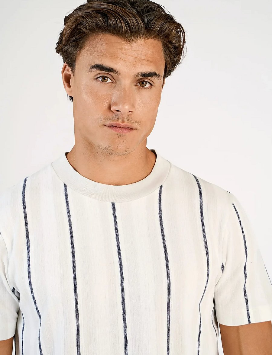 Lindbergh - Towel striped o-neck tee S/S - kurzärmelige t-shirts - fair grey - 5
