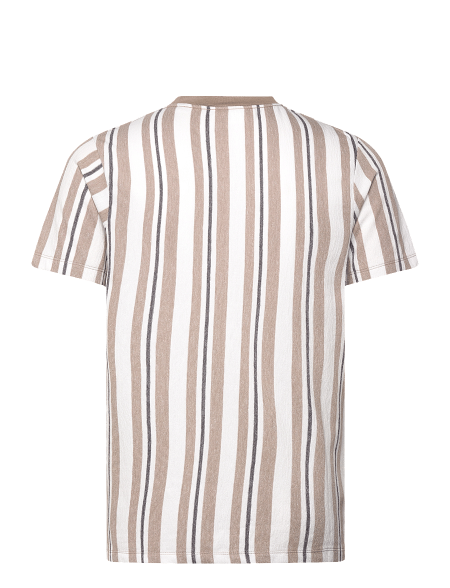 Lindbergh - Towel striped o-neck tee S/S - kortærmede t-shirts - stone - 2