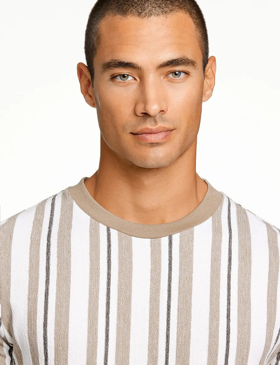 Lindbergh - Towel striped o-neck tee S/S - kortærmede t-shirts - stone - 5