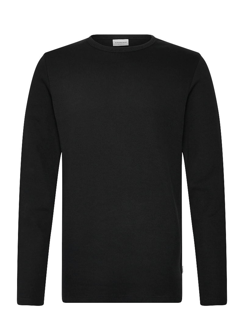 Lindbergh - Basic o-neck tee L/S - långärmade t-shirts - black - 1