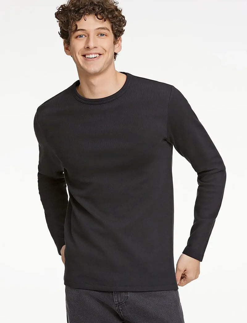 Lindbergh - Basic o-neck tee L/S - långärmade t-shirts - black - 5